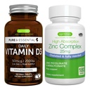 Daglig vitamin D3 + Sink komplekse vegetarisk bungle, 365 2000iu vitamin D3 tabletter + 25 mg Chelated sink Picolinat & Bisglycinate med kobber, av Igenus