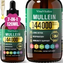 Mullein Drops for Lungs,144000mg Mullein Leaf Extract for Lungs Cleans & Respirasjonsfunksjon Sunn pusteimmune, Digestive System, Naturlig Herbal Supplement Sukker & alkohol-fri, 120-dagers forsyning