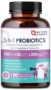 NATURE TARGET Probiotika for kvinner-Men digestiv helse, Mens-kvinner probiotika med prebiotika, 100 milliarder CFU for gut og immun helse, 180 Veggie kapsler (90 dagers forsyning)