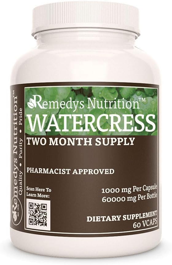Remedys ernæring Vannkress | 1000 mg, 60 Vegan Capsules Herbal kosttilskudd | To måneders forsyning