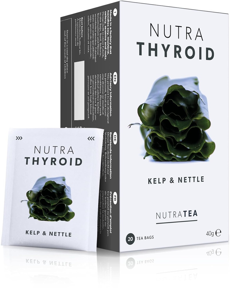 NUTRATHYROID - Thyroid Health Tea Metabolism Tea - Levere Thyroid Support - Inkluderer Kelp, Bladderwrack & Ashwagandha - 60 konvolutterte teposer - av Nutra Tea - Herbal Te - (3 pakke)
