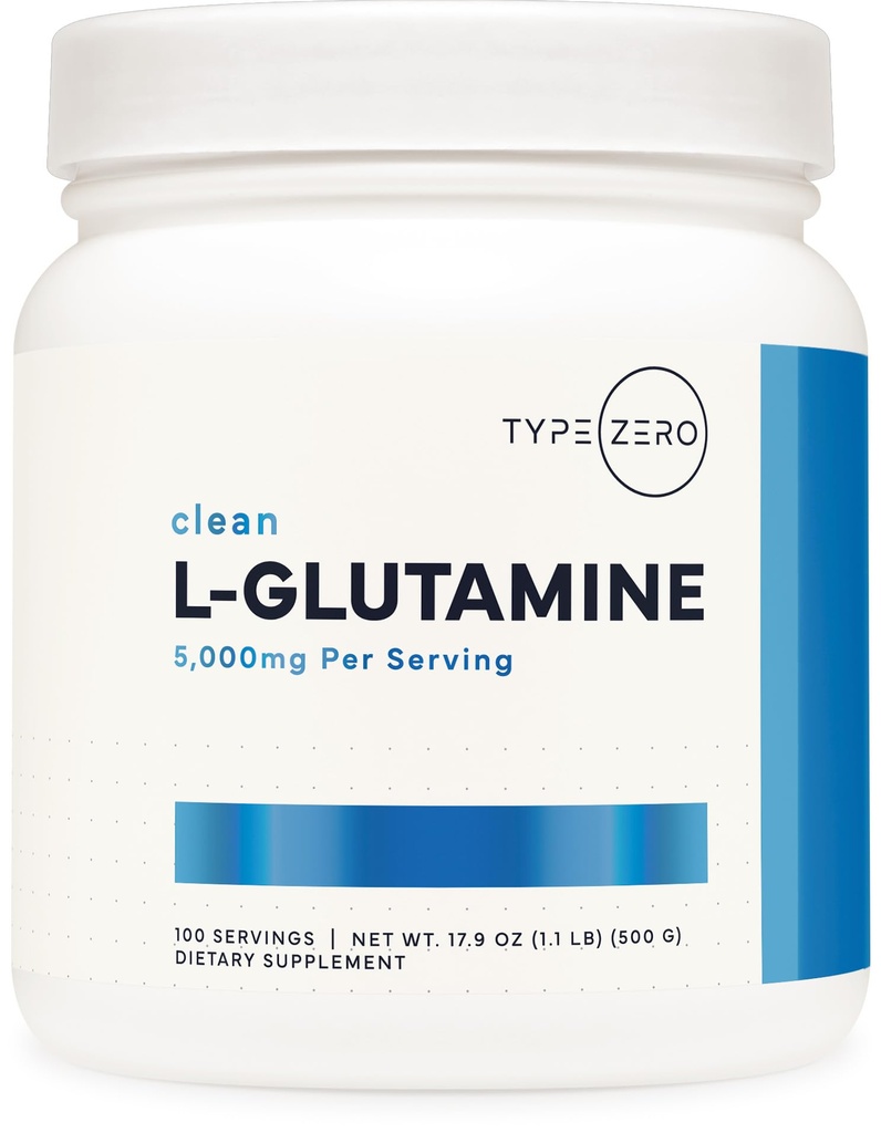 Type Null L-Glutamin pulver (500G) 3-måneders forsyning ren L-Glutamin Supplement - Vegan, Glutenfri, Ingen fyllstoffer