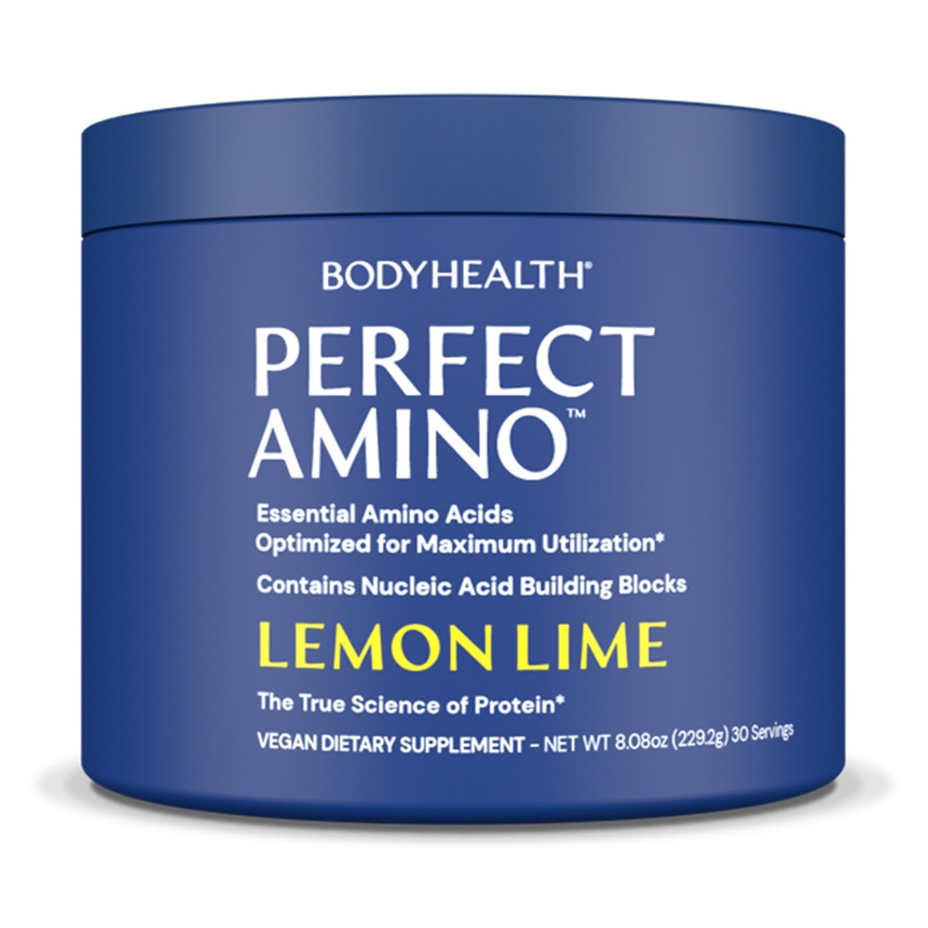 BodyHealth PerfectAmino pulver - BCAA og EAA pulver for pre og post trening - Amino syre energidrikk for menn og kvinner å støtte lean muskel og gjenoppretting - sitron lime - 30 serveringer