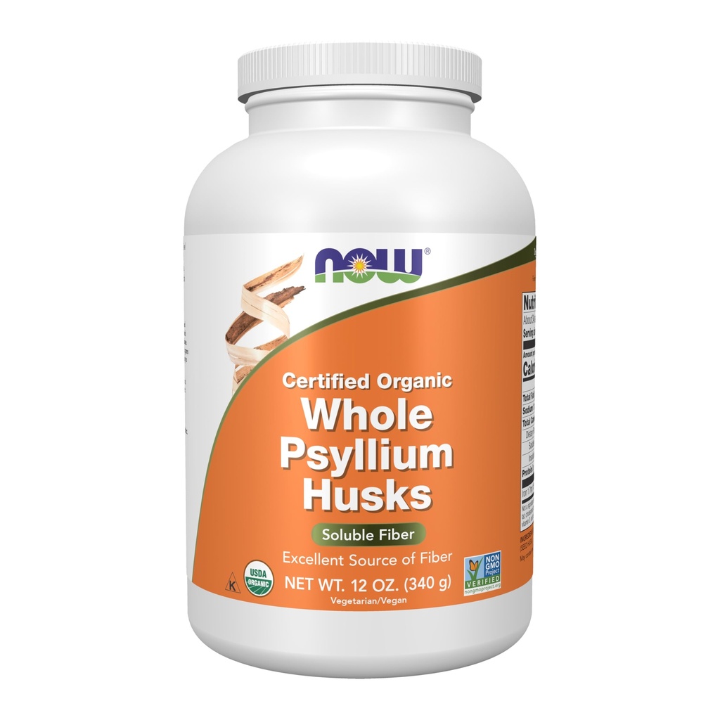 NU Mattilskudd, hele Psyllium Husks, Certified Organic, Non-GMO Project Verifisert, Oppløselig Fiber, 12-Ounce