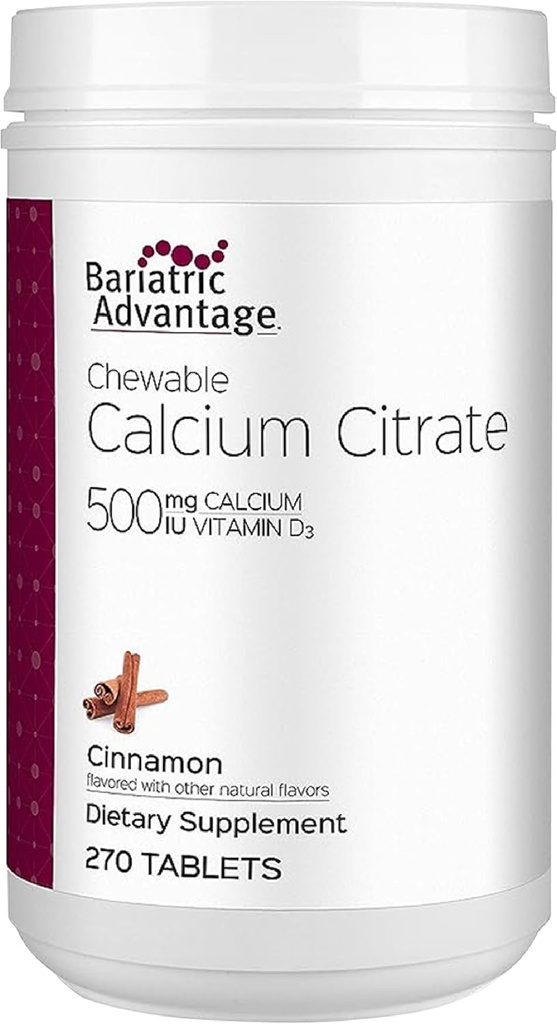 Bariatrisk Fordel Kalsium Citrat Chewable 500 mg - for Bariatrisk kirurgi pasienter - Høy potens, enkleste tabletter - kalsium Citrat - Bein styrke Supplementer * - 270 greve - kanel