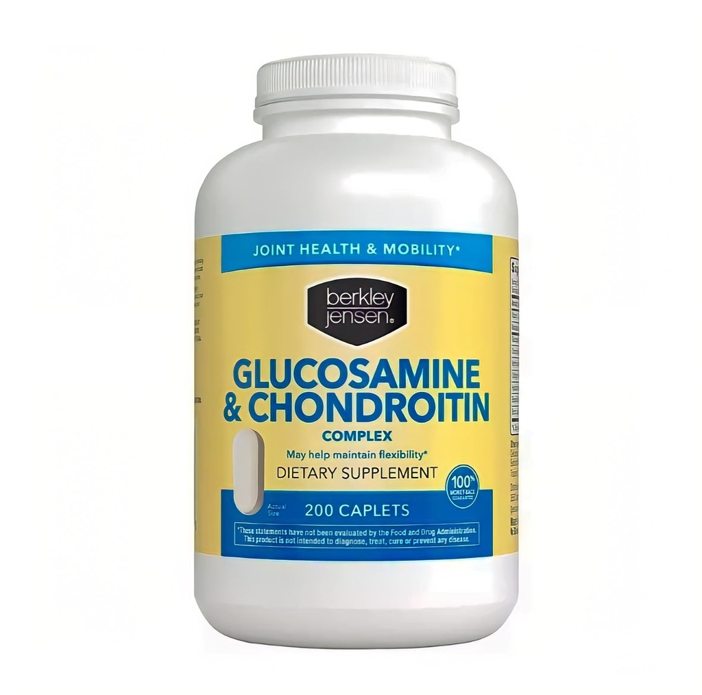 Berkley Jensen Glucosamine Chondroitin MSM Boswellia Complex - Triple Strength Advanced Dietary Supplement for Joints, Ligaments, Tendons, Bein, Connective Tissue Support, 200 Caplets (Pack of 1)