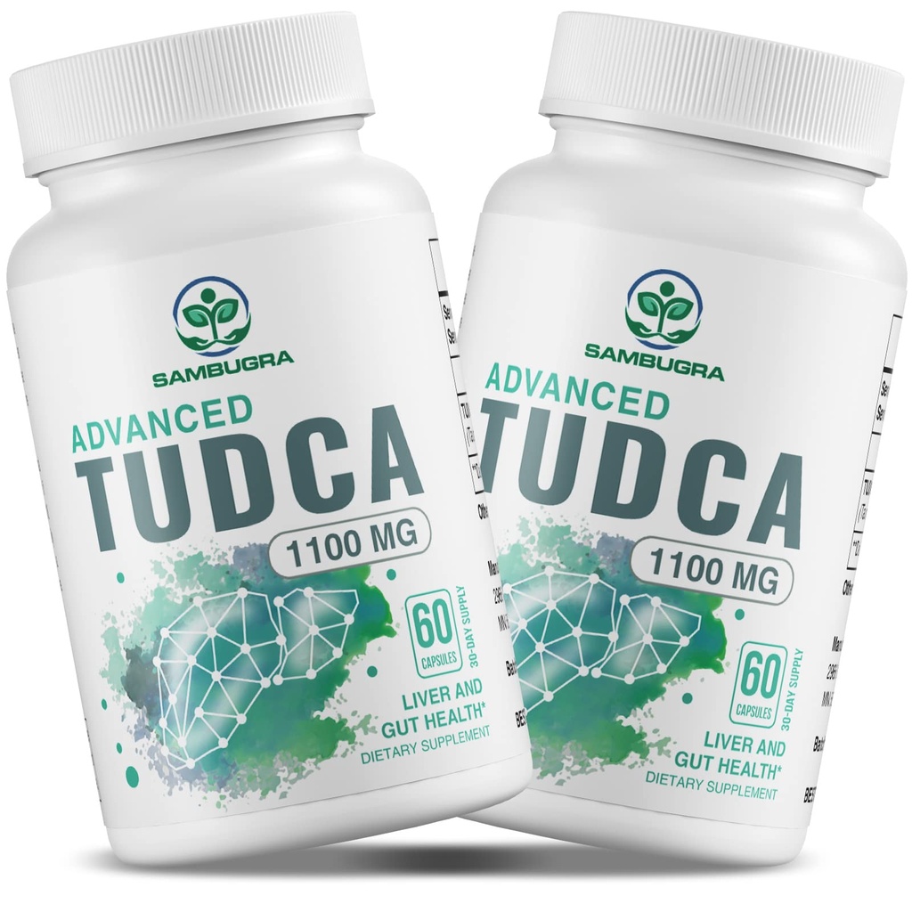 Sambugra TUDCA Liver Supplementer 1100mg, 3rd Party Testet Ultra Styrke Bile Salt TUDCA Supplement, Liver Støtte for Detox rengjøring og reparasjon, 120 Kapsler