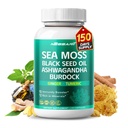 Sea Moss Supplement - 16-i-1 Naturlig blanding med svart frøolje Ashwagandha Burdock Bladderwrack Ginger Dandelion - 150 greve - laget og testet i USA