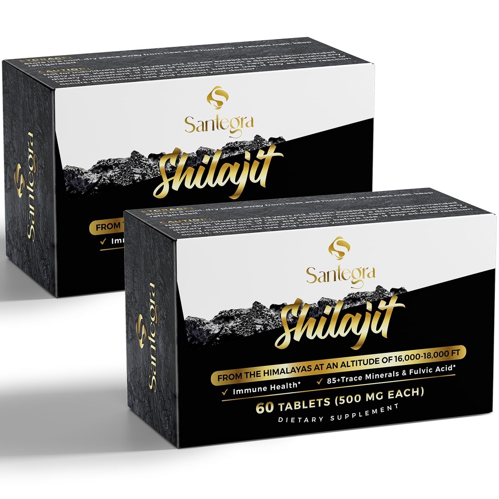 30 000 MG Shilajit tabletter, 100% Shilajit rene tabletter for kvinner og menn, Himalayan Organic, Fulvic Acid & 85+ Trace Minerals, Resin Supplement for energi og immunsystem, 120 teller