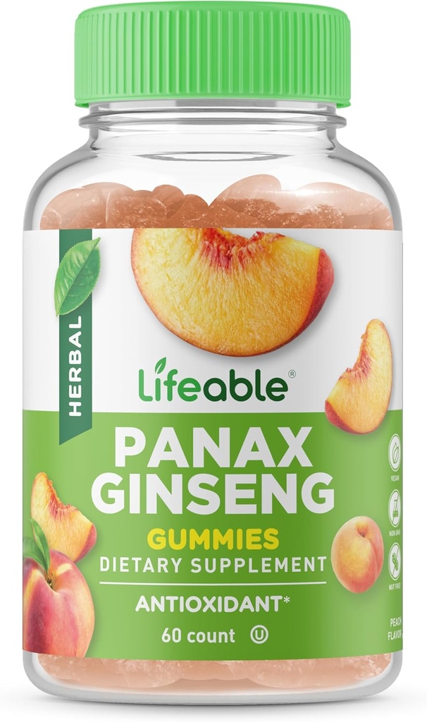 Livbare Panax Ginseng Supplement | Stor Tastig Ginseng Supplement | Panax Ginseng Extract | Ginseng Gummies for kvinner, menn, voksne | 90 Gummies