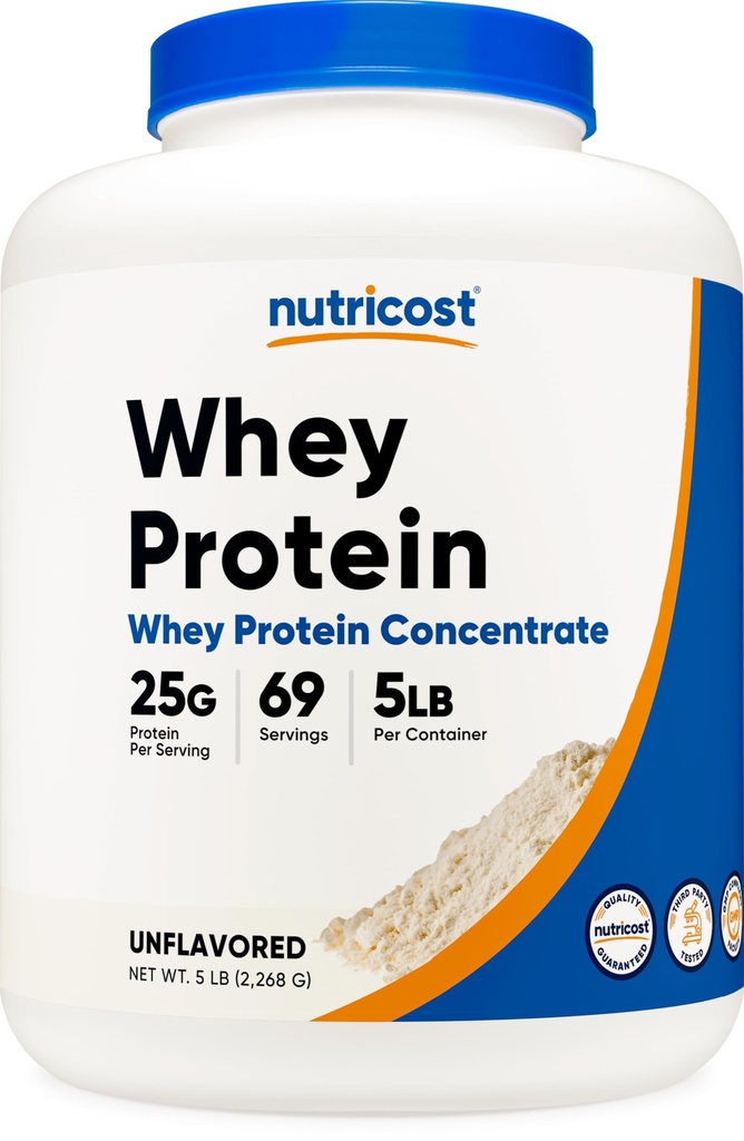 Nutricost Whey Protein Powder, Unflavored, 5 pounds - fra Whey Protein Concentrate