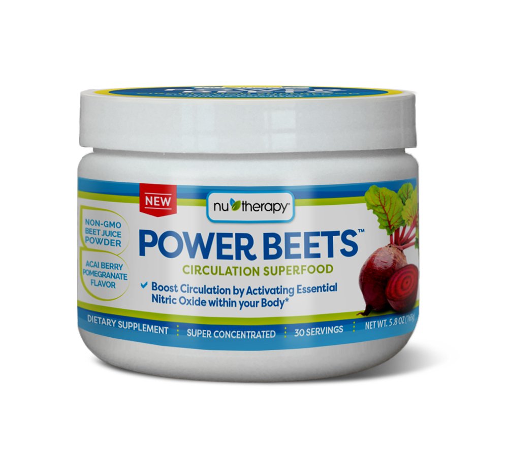 Nu-Therapy Power Beets - Super konsentrert sirkulasjon Superfood - Diett Supplement – Delicious Acai Berry Pomegranate Flavor – Ikke-GMO Beet Juice pulver - 30 Serveringer, rød, 5,8 Ounce (Pack of 1)