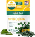 Sunlit Best Spirulina Tabletter - Organic Spirulina Tabletter USDA Premium 500 Telling - Naturlige Spirulinas Organic Burst For Immune Support Muskelvekst, Energiforbedret w/Chlorophyll - høy protein, ikke GMO