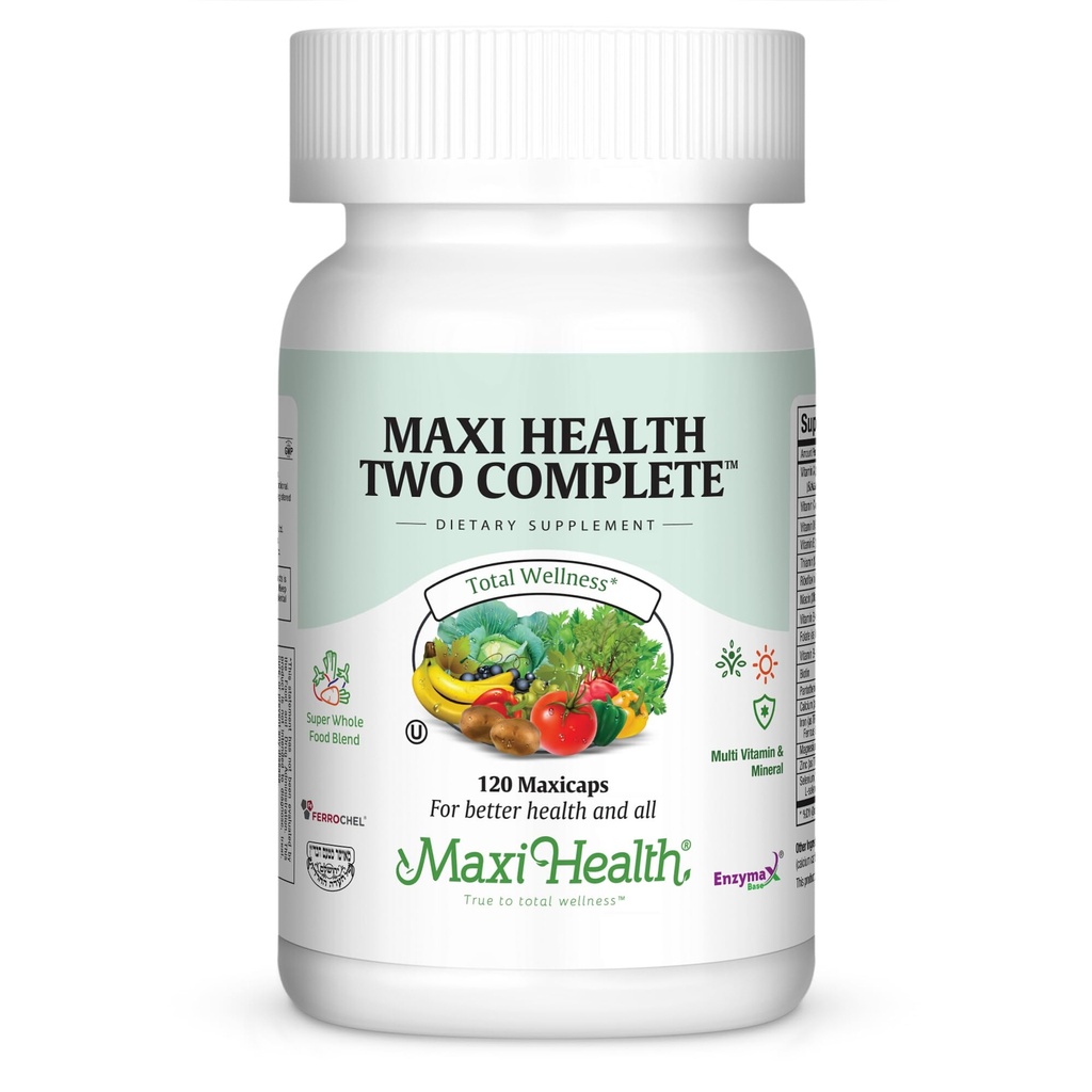 Maxi Health to komplette - Multivitaminer og mineraler - Full styrke - 120 kapsler - Kosher