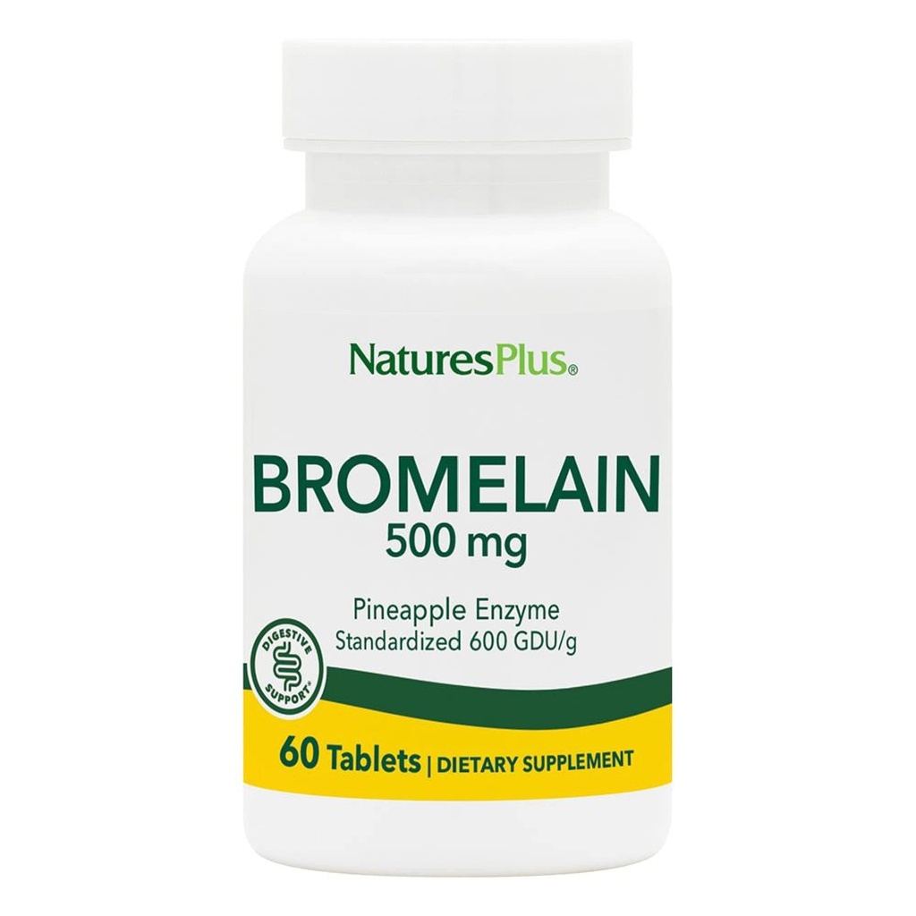 Natures Plus Bromelain - 500 mg - Naturlig proteolytisk Supplement - 60 vegetariske tabletter (60 serveringer)
