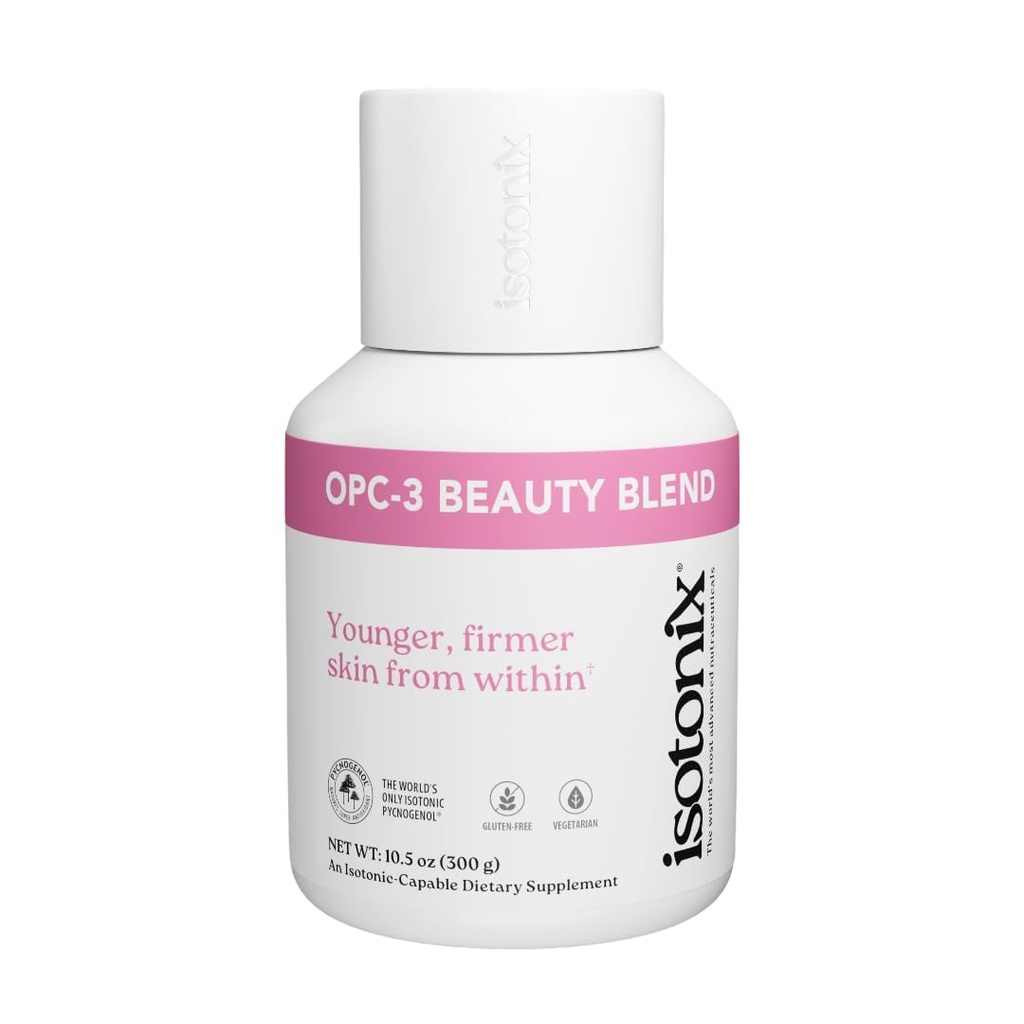 Isotonix OPC-3 Skjønnhetsblanding pulver | Collagen støtte med Pycnogenol®, Grape frø og rødvin ekstrakt | Håret hud og negler Supplement med Biotin & hyaluronsyre | Antioksidant pulver - 90 Services