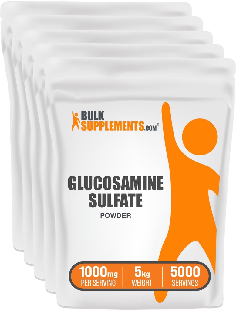 BulkSupplements.com Glucosamine Sulfate pulver - Glukosamin Supplement, Joint Support Supplement - Glutenfri, 1g per servering, 1kg (Pack of 5) (11 lbs)