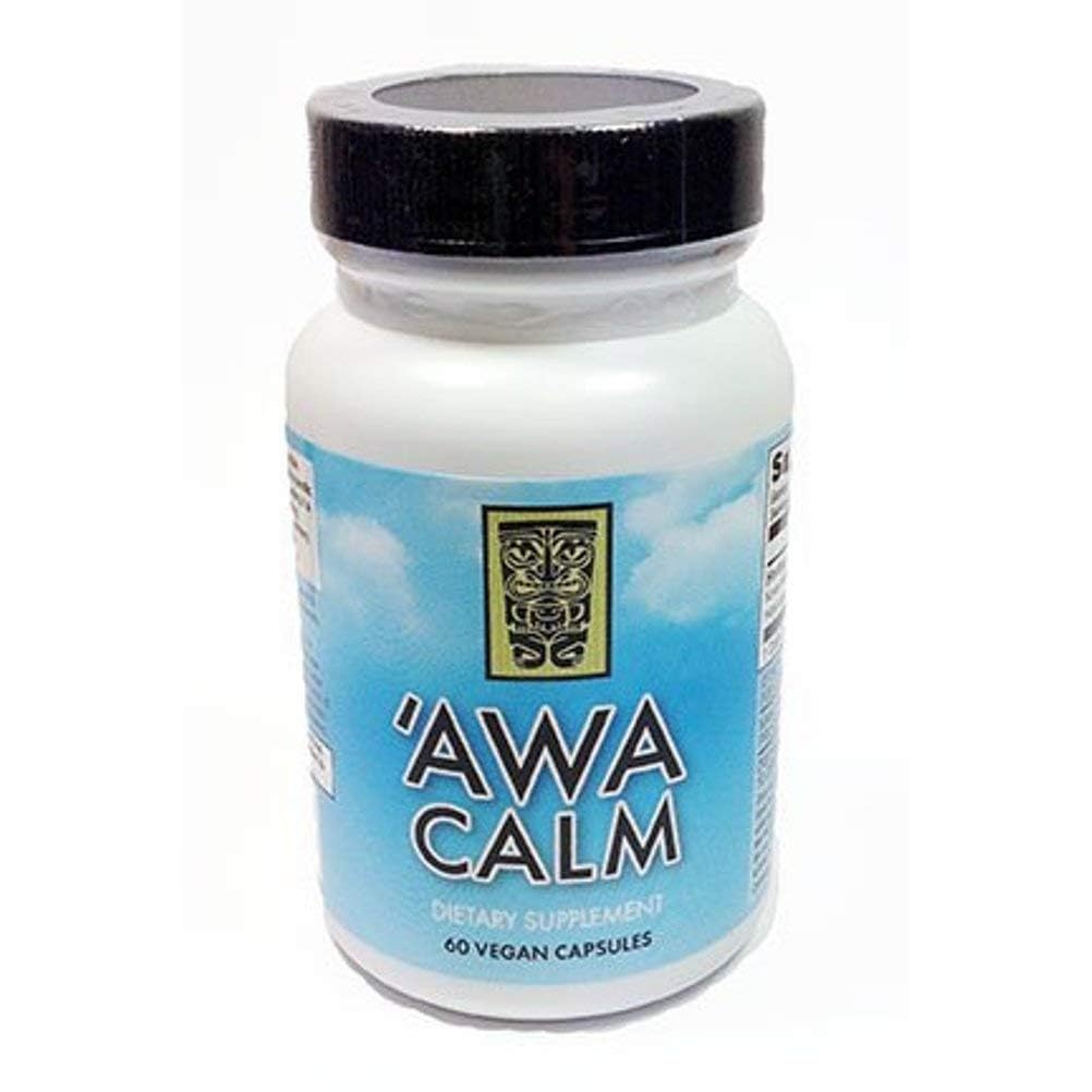'Awa Calm Capsules - Kava-basert Herbal Supplement med 30% Kavalatone, Calamus Root, Passion Blomster, Lemon Balm & Hops (120 Kapsler)