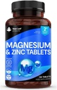Magnesium Supplement 500mg Magnesium og sink Supplement - høy absorbens Magnesiumoksid & sink - Muskelbein og sunn immunfunksjon - Vegan, ikke-GMO, Glutenfri - 120 enkle å svelge tabletter