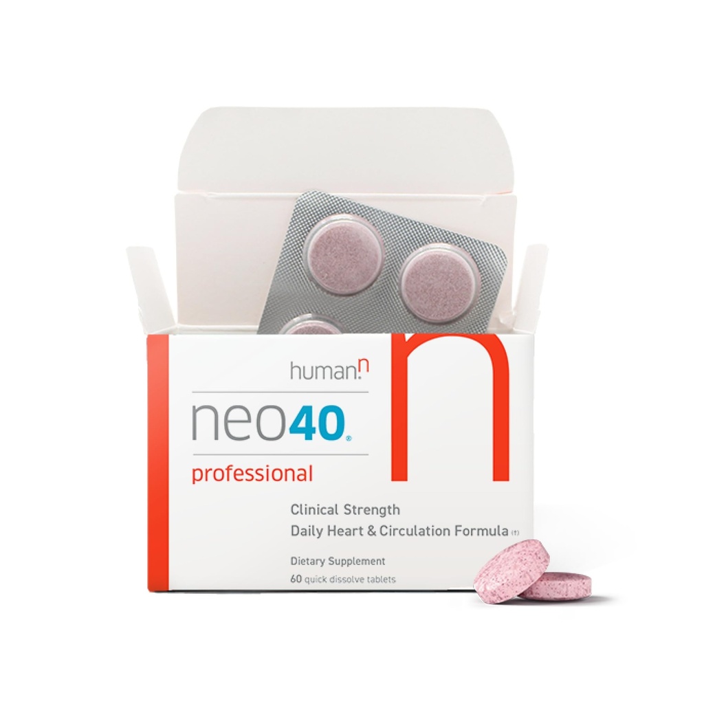 HumanN Neo40 Professional - Daglig hjerte og sirkulasjonsstøtte - Methylfolat, Beet Root pulver, Hawthorn Berry, L-citrullin - 60 Oppløselige tabletter