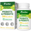 Probiotika for kvinner Men- 300 milliarder CFU, 24 strimler Probiotiske + 15 organiske urter Prebiotika Blande, Pre og Probiotika, For Digestiv Helse, Immune & Gut, Diarrea, Bloating, Vegan, 2 måneders forsyning