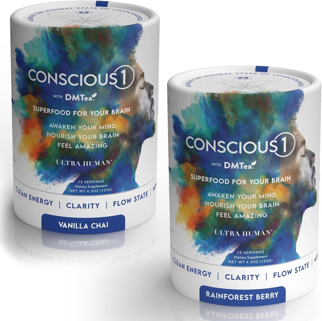 Ultra Human CONSCIOUS1 - Focus Boosting Superfood blanding Vanilla Chai & regnskog Berry Variety Pack