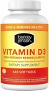 Berkley Jensen høy styrke vitamin D3 2000IU (50 mcg) (640 mcg), kosttilskudd for tenner, muskel, immunfunksjon, og bein helse, for menn og kvinner, laget i USA, 640 dagers forsyning
