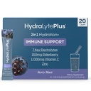 Hydralyte Electrolytes Plus Immunity, Elderberry - Lav Sukker Rapid Rehydrering pulver - lett sparking Electrolyte pulver pakker med 1000 mg vitamin C og 300 mg Elderberry (8oz Servere, 20 greve)