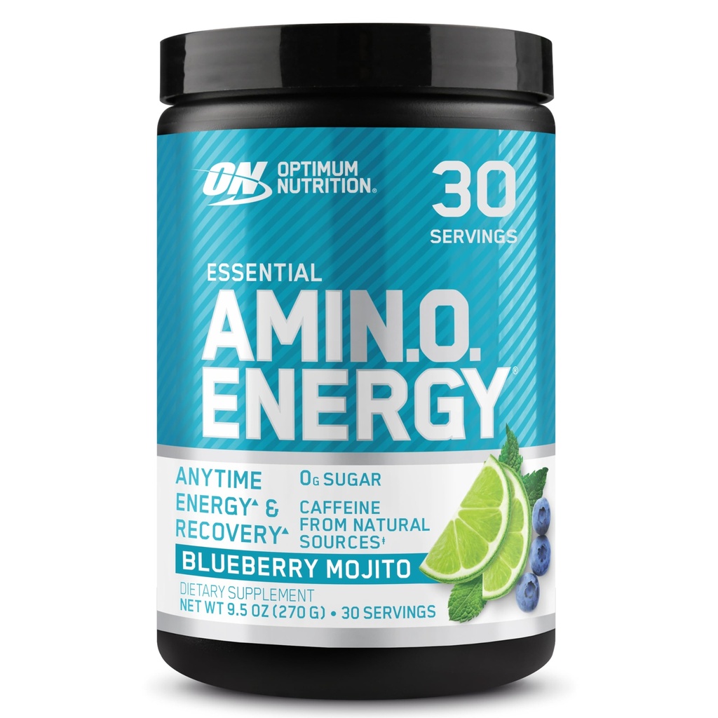 Optimum Nutrition Amino Energi - Før trening med grønn te, BCAA, Aminosyrer, ketovennlig, grønn kaffeekstrakt, energipulver - Blåbær mojito, 30 serveringer (Packaging May Vary)