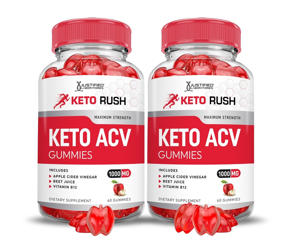 Begrunnede Laboratorier (2 pakke Keto Rush Keto ACV Gummies Avansert Formel 1000MG pulver B12 Vegan ikke GMO 120 Gummys