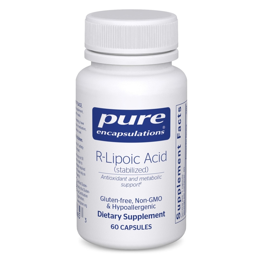 Rene innkapslinger R-liposyre (stabilisert) | Hypoallergenic Supplement med forbedret antioksidant beskyttelse og metabolsk støtte | 60 kapsler