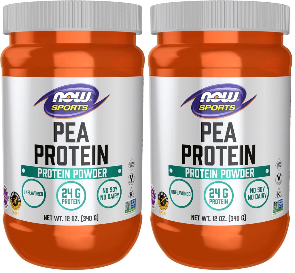 NU Sports Ernæring, Pea Protein 24 g, lett sammensmeltet, ikke-flavorert pulver, 12-Ounce (pakke med 2)