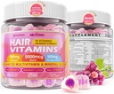Håret vekst vitaminer flytende-fyldede gummier - Biotin 5000mcg, Hydrolysert collagen peptider, Omega 3-6-9, Hyaluronsyre, Metylfolat, Metylkobalamin - sunn hår, hud og negler Supplement for kvinner