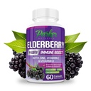 Parker Naturals Organic Elderberry Capsules, 4-Way Immun Boost Elderbær, Vitaminer C, D & Zink Support, 1260.1 mg Elderberry Supplementer for voksne, 60 Kapsler