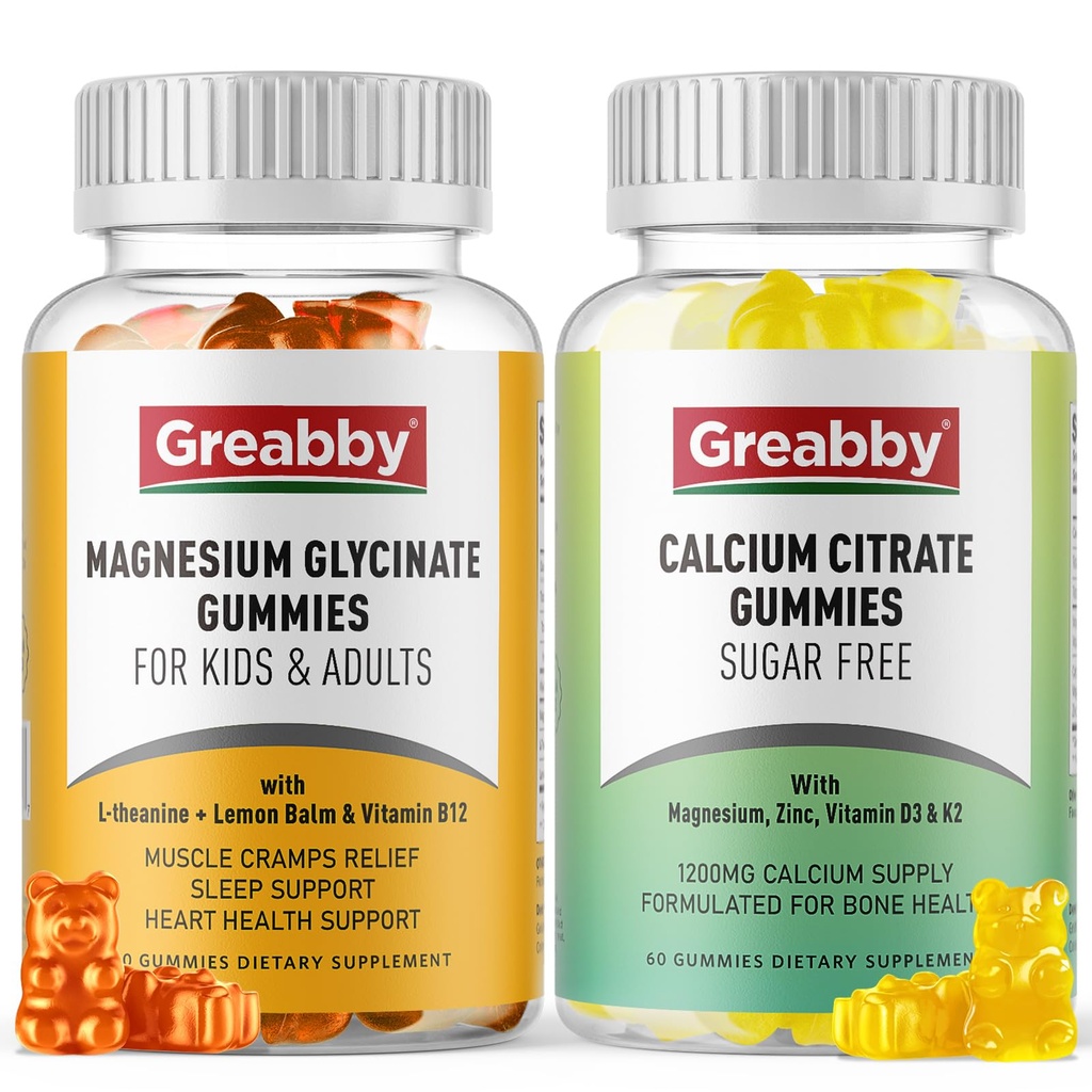 Magnesium Glycinate Gummies, Kalsium Citrat Gummies for barn og voksne, bein støtte