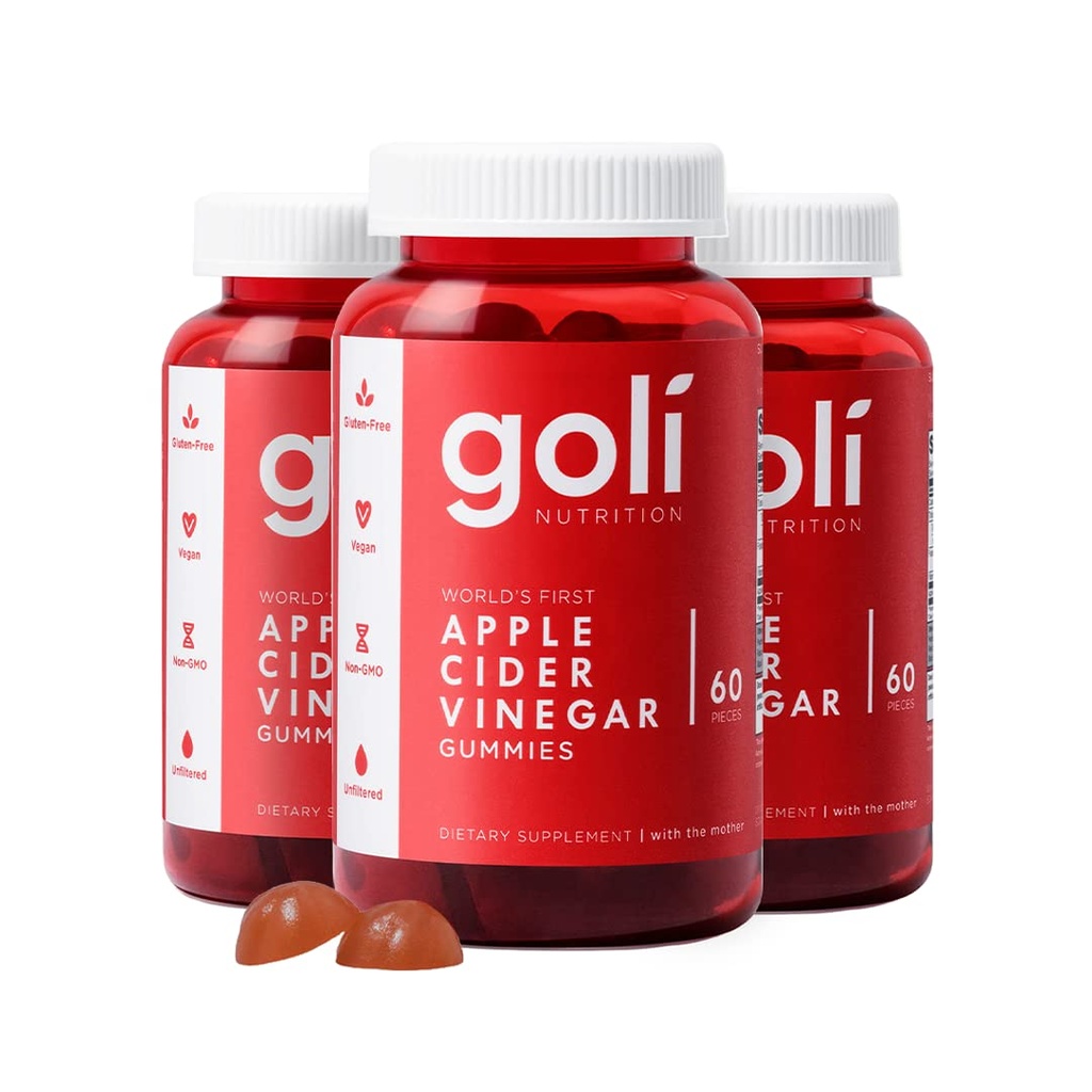 Goli Apple Cider Vinegar Gummy Vitaminer - 180 greve - Vitaminer B9 & B12, Gelatin-fri, Glutenfri, Vegansk & Ikke-GMO