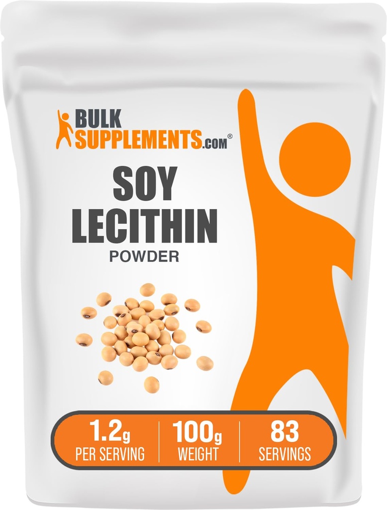 BulkSupplements.com Soya Lecithin pulver - Lecithin Supplement, Næringstilskudd, Mat klasse - Glutenfri, 1,2 g per servering, 100g (3,5 oz) (Pack of 1)