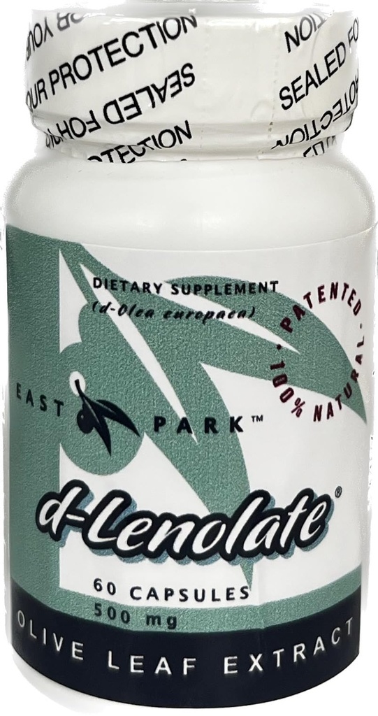 East Park Olive Leaf Extract (OLE) Super Styrke d-Lenolate 500 mg | 18% eller mer Oleuropein Immune System Booster | 60 Vegetariske kapsler (Non-GMO)