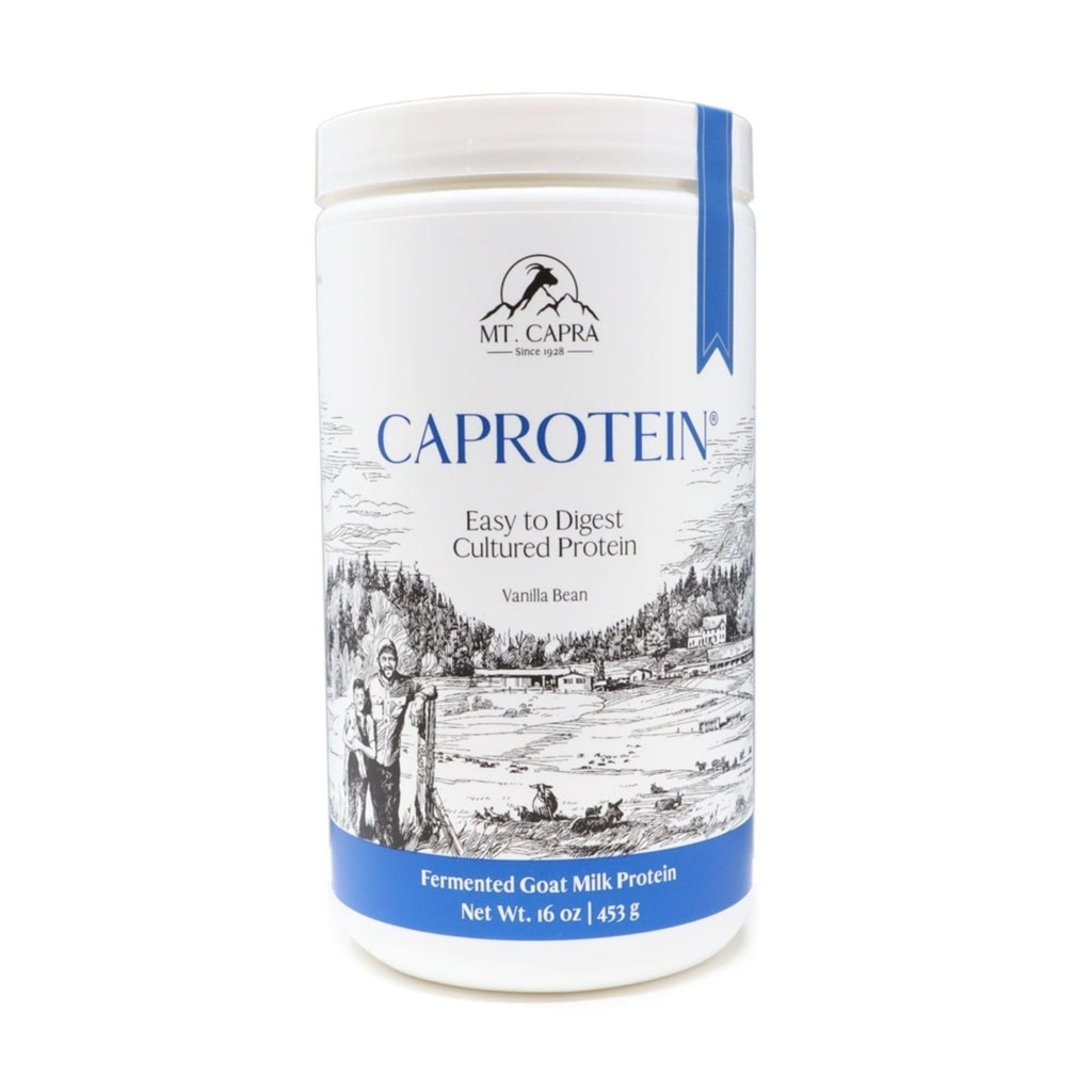 Mt. Capra Caprotein | Casein Protein Konsentrat, Fermentert Goat Melk Protein fra Grass-Fed Pastured Gots, ekstremt lett å Digest | Vanilla Bean | 23 Serveringer - 16 oz