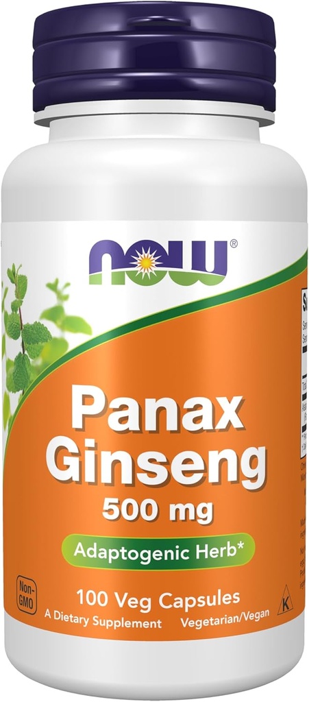 NU Mattilskudd, Panax Ginseng (Root) 500 mg, Adaptogen Urt*, 100 Veg Kapsler