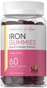 Carlyle Iron Gummies Plus B-kompleks vitaminer | 60 Vegan Gummies | Grape Flavor | Ikke-GMO, Glutenfri Supplement