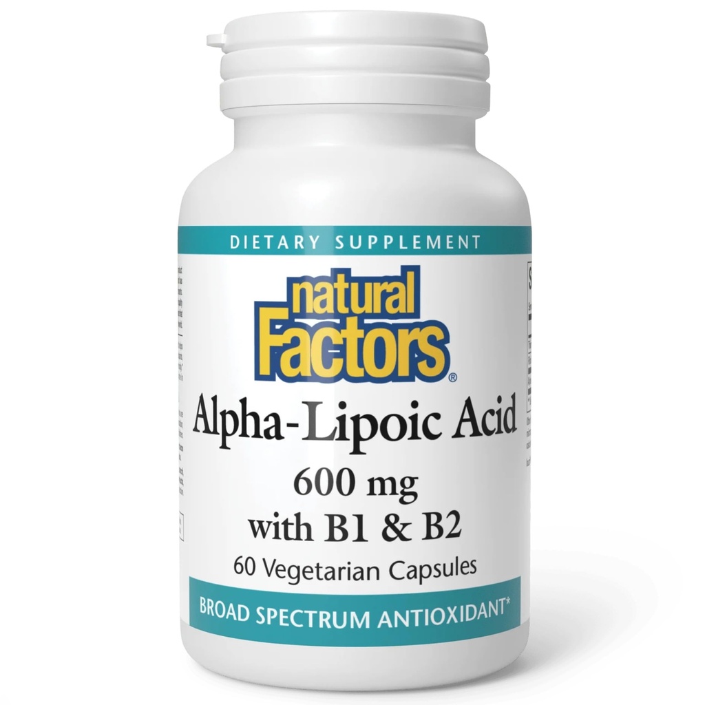 Naturlige faktorer Alpha-Lipoic Acid + B 600 mg, 60 kapsler