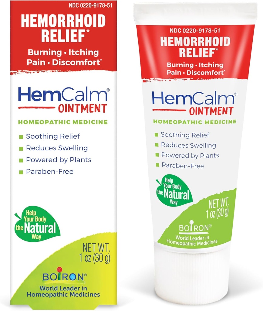 Boiron HemCalm Ointment for hemorroid lindring av smerte, kløe, hevelse eller diskomfort - 1 oz