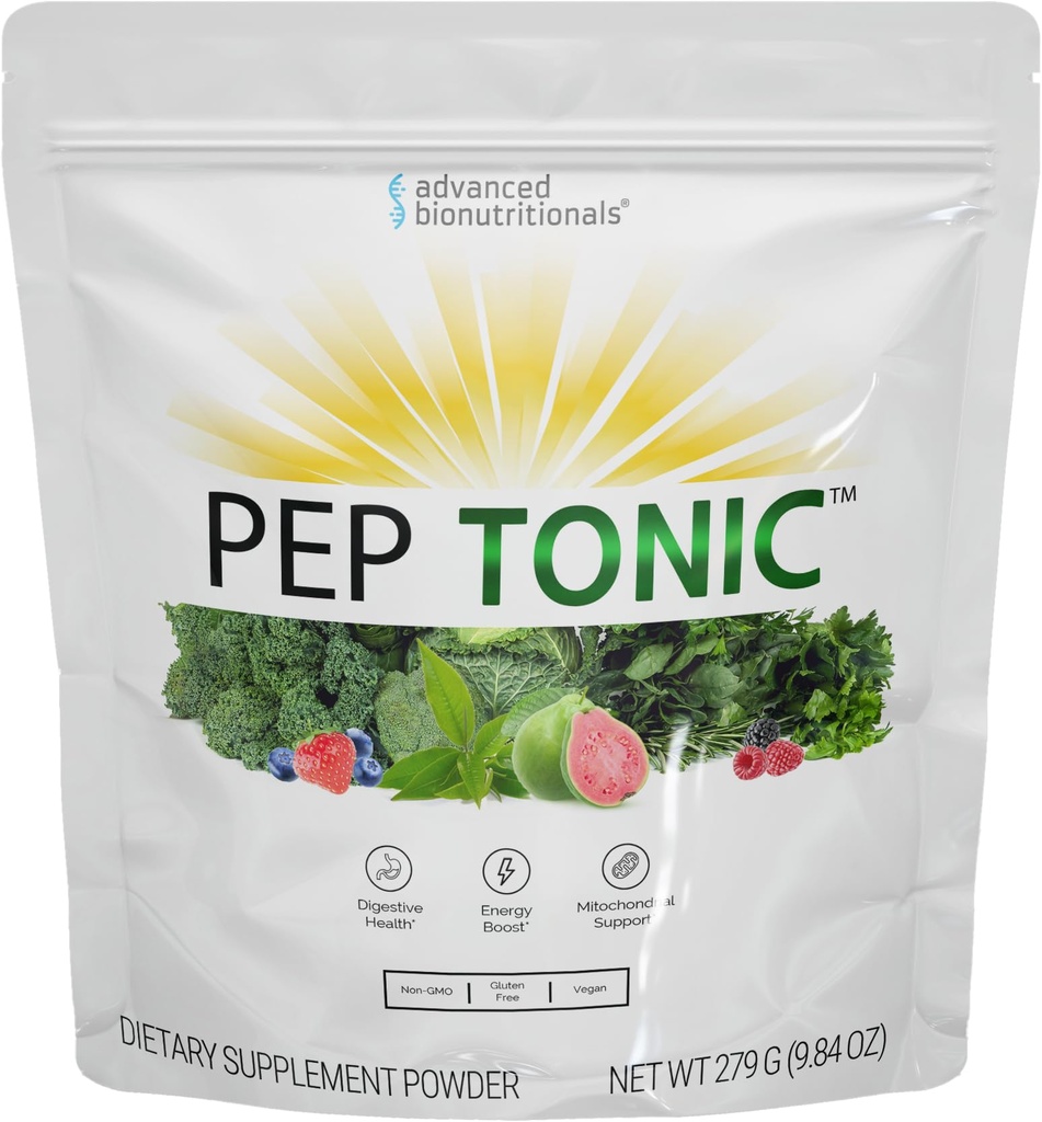 Avanserte Bionæringsmidler Pep Tonic pulverisert Superfood Formel 50 Frukter, Grønnsaker, Urter og Superfoods - Vegansk, Vegetarisk - 9,84 OZ - 279 g
