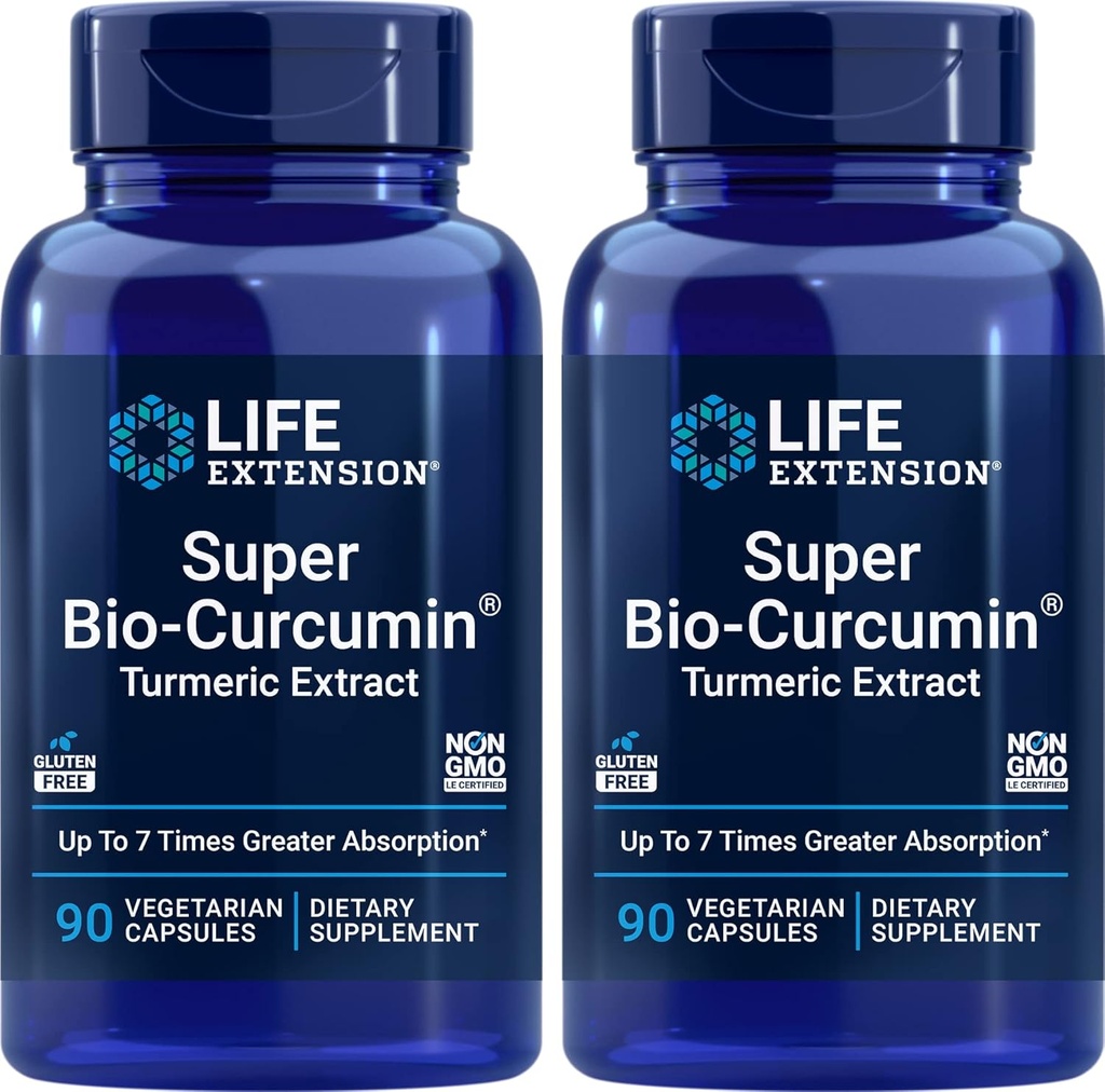 Livsforlengelse Super Bio-Curcumin Turmeric Extract 400 mg, 90 Veg Caps (Pack of 2) - Vegetarisk kapsel - Ikke-GMO - svært absorberbar