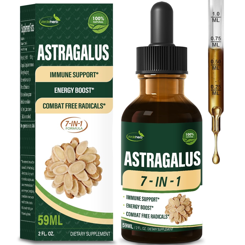 Astragalus Root ekstrahere urtedråper for immunsystem støtte, immunisme helse og energi øke tinktur kosttilskudd med Rhodiola Rosea, Echinacea, Elderberry, Reishi, Ginseng. Huang Qi. 2oz