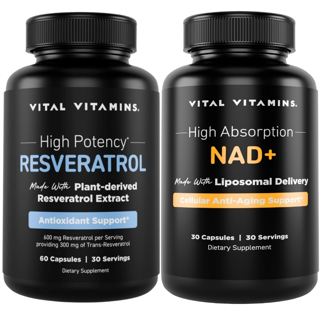 Vital vitaminer Resveratrol Kapsler + NAD+ Tillegg