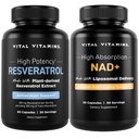 Vital vitaminer Resveratrol Kapsler + NAD+ Tillegg