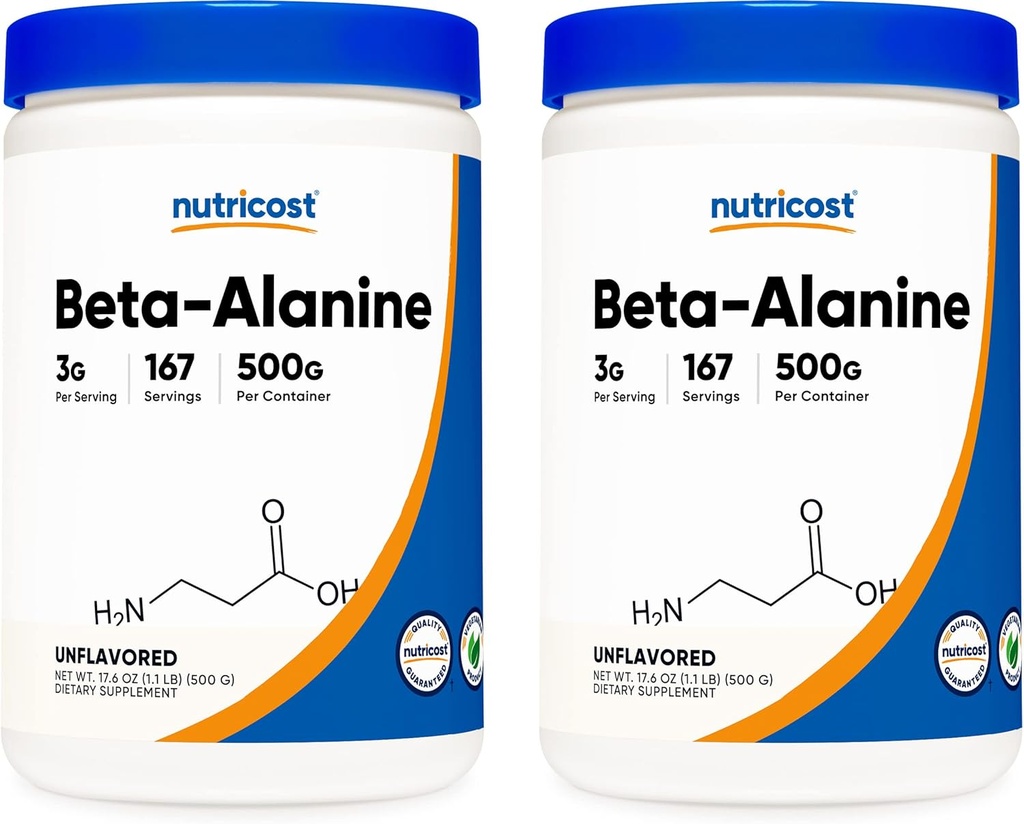 Nutricost Beta Alanine 500 gram flasker (2 Pakke for 1 KG) - ren Beta Alanine