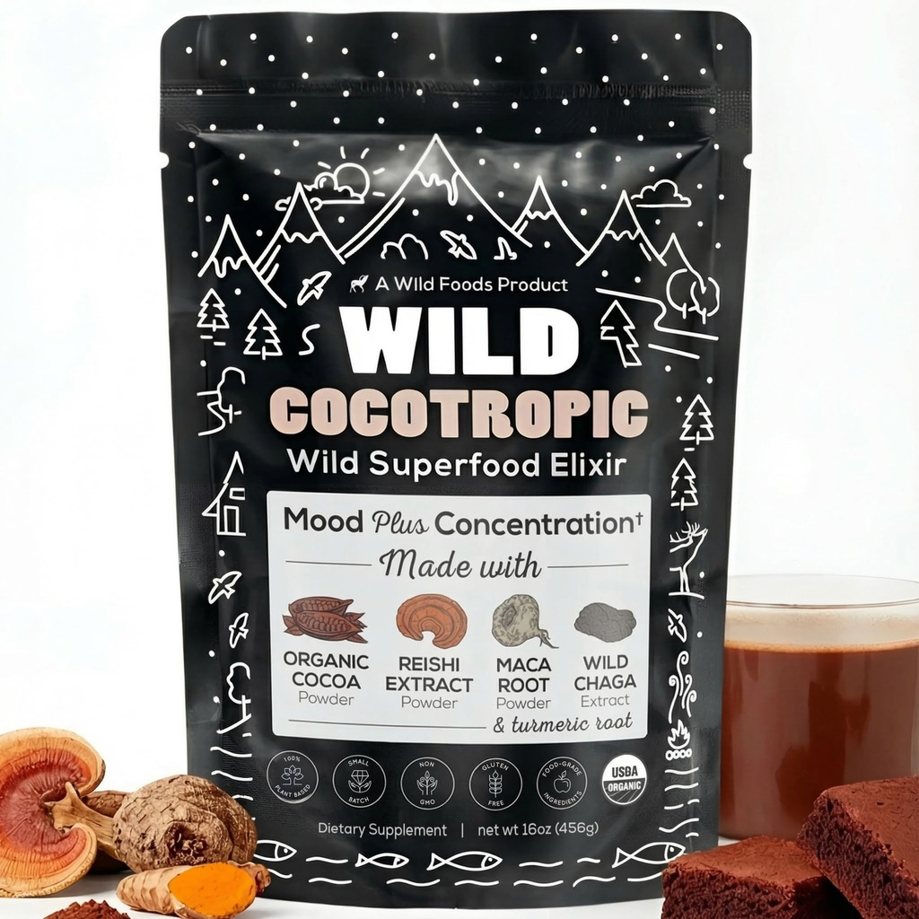 Ekologisk Kokotrope Mushroom Hot Cocoa - Mushroom Kaffe Alternativ | Sukker Gratis Hot Chokolade | Organisk Cocoa pulver, Reishi Mushrooms, Chaga, Maca Root, Turmeric | Delicious Animation Focus, Energi & Mood uten Jitters | 16oz